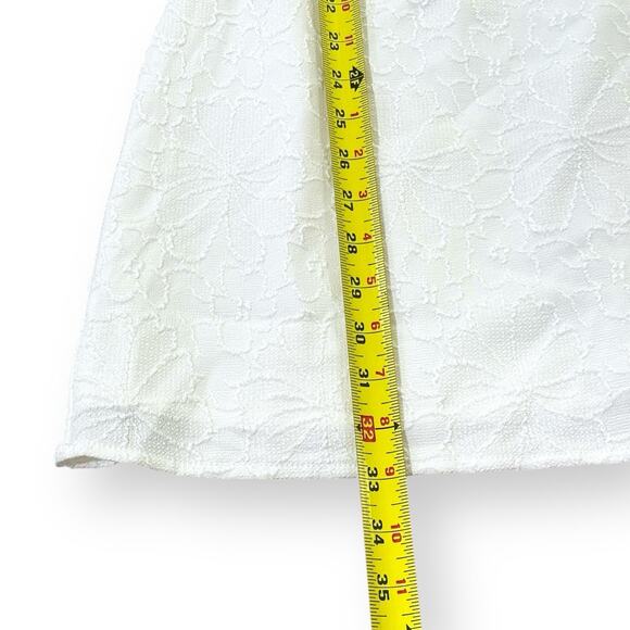 Lulus Striking Beauty White Floral Jacquard Puff Sleeve Mini Dress Size Large - Picture 11 of 11